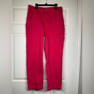 Risen Jeans High‎ Rise Fuchsia Cargo Boyfriend Jeans Size 11/30